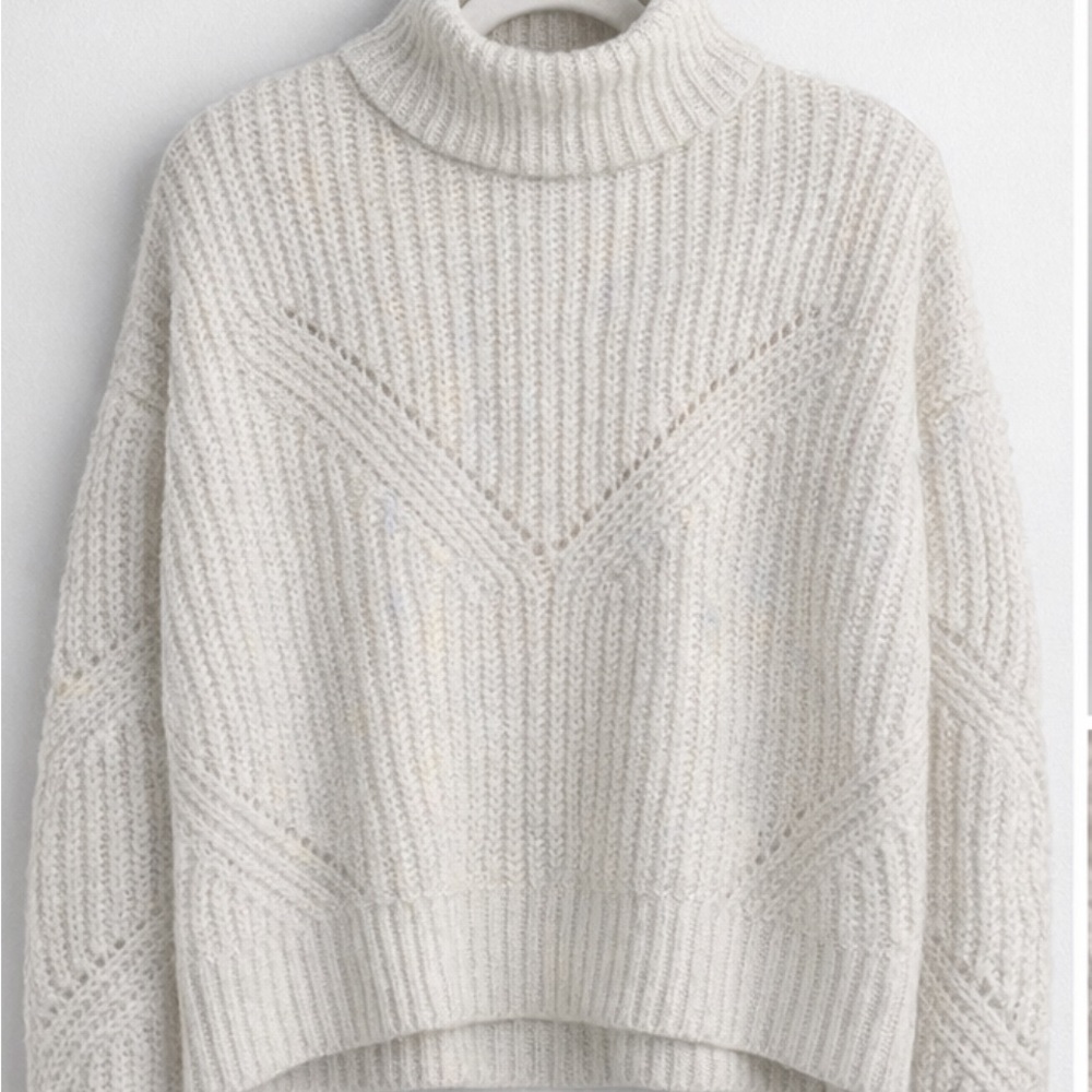 Twik Cream Textured Turtleneck Sweater